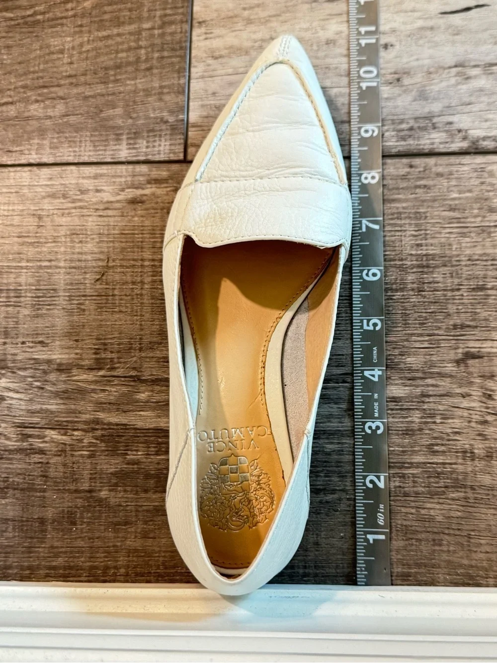 Vince Camuto White Pointed-Toe Leather Loafers